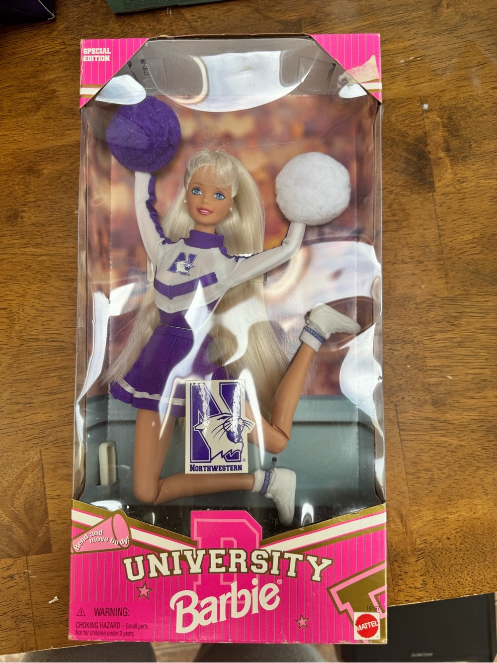 Mattel Barbie University Cheerleader Doll Purple White